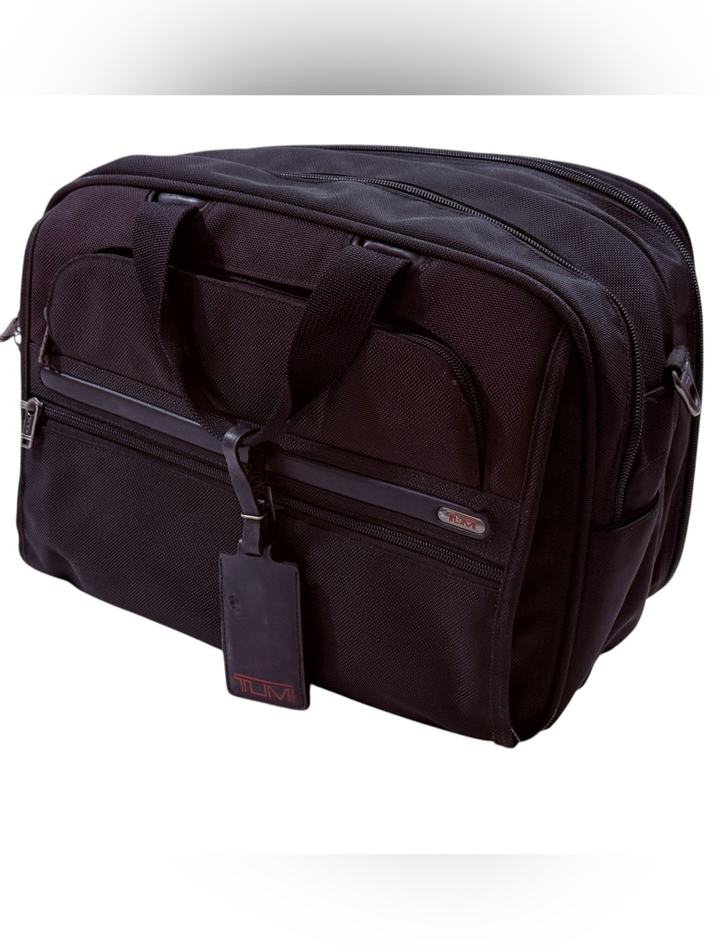 TUMI Alpha Large Expandable Organizer Briefcase Laptop Bag Black Ballistic Nylon